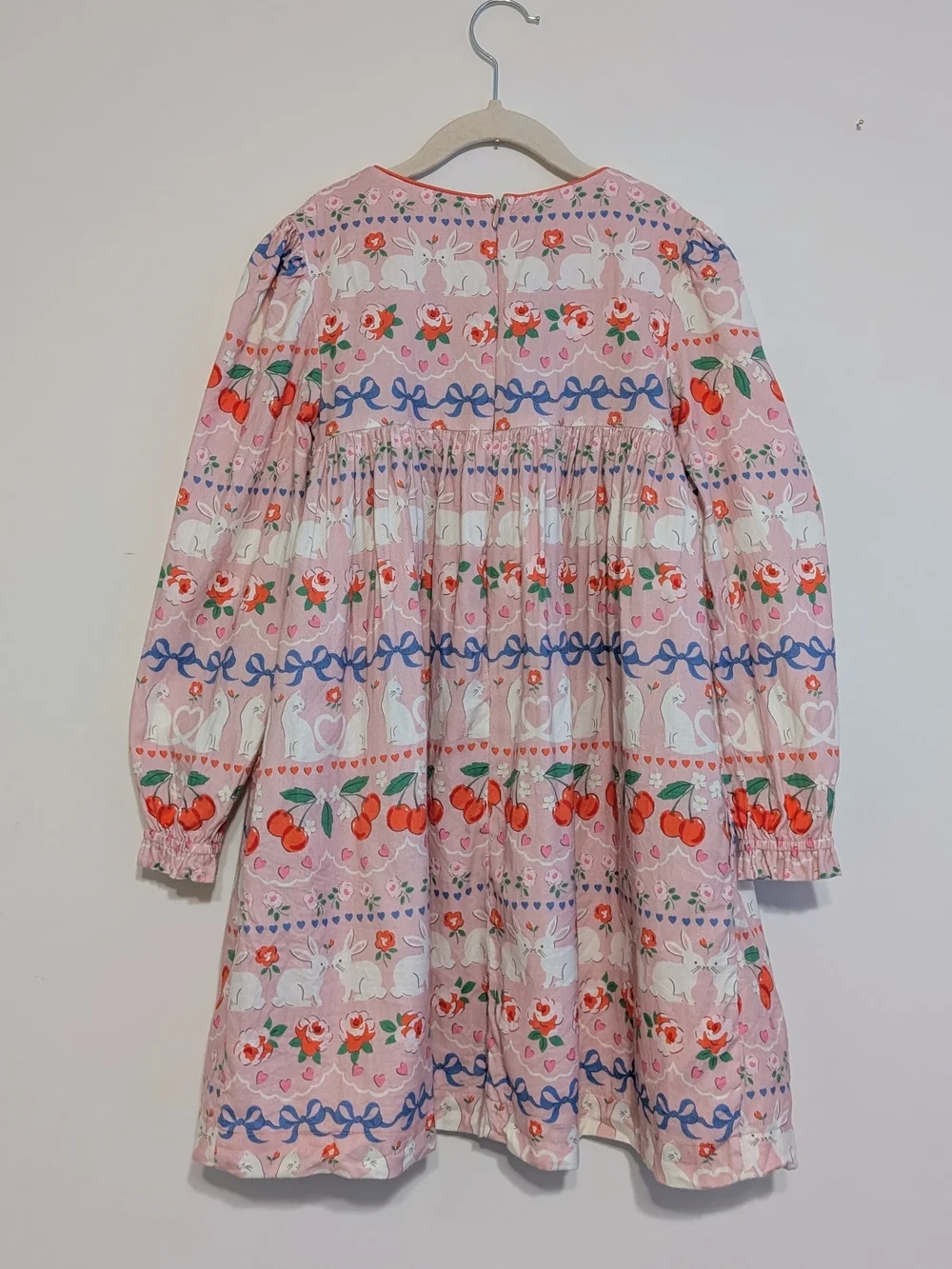 Mini Boden Girls Smocked Pink Dress with Long Sleeves 8-9Y